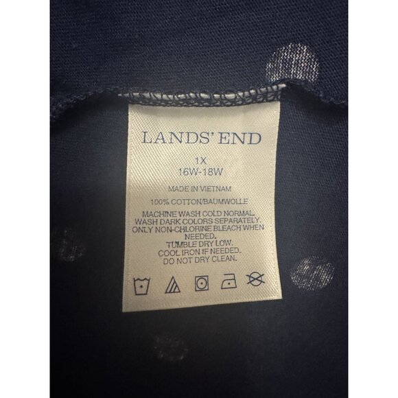 Lands' End Navy Blue Polka Dot Knit Shift Dress w/Pockets Size 1X 16W-18W Plus - Picture 11 of 11